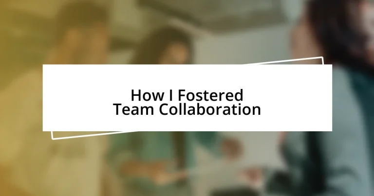 How I Fostered Team Collaboration