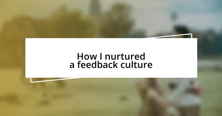 How I nurtured a feedback culture