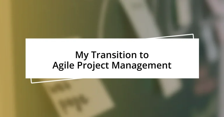 My Transition to Agile Project Management