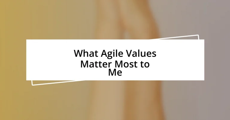 What Agile Values Matter Most to Me