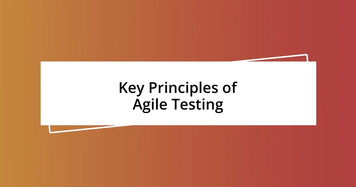 Key Principles of Agile Testing