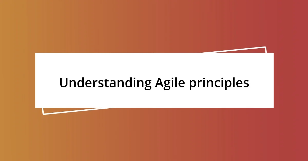 Understanding Agile principles