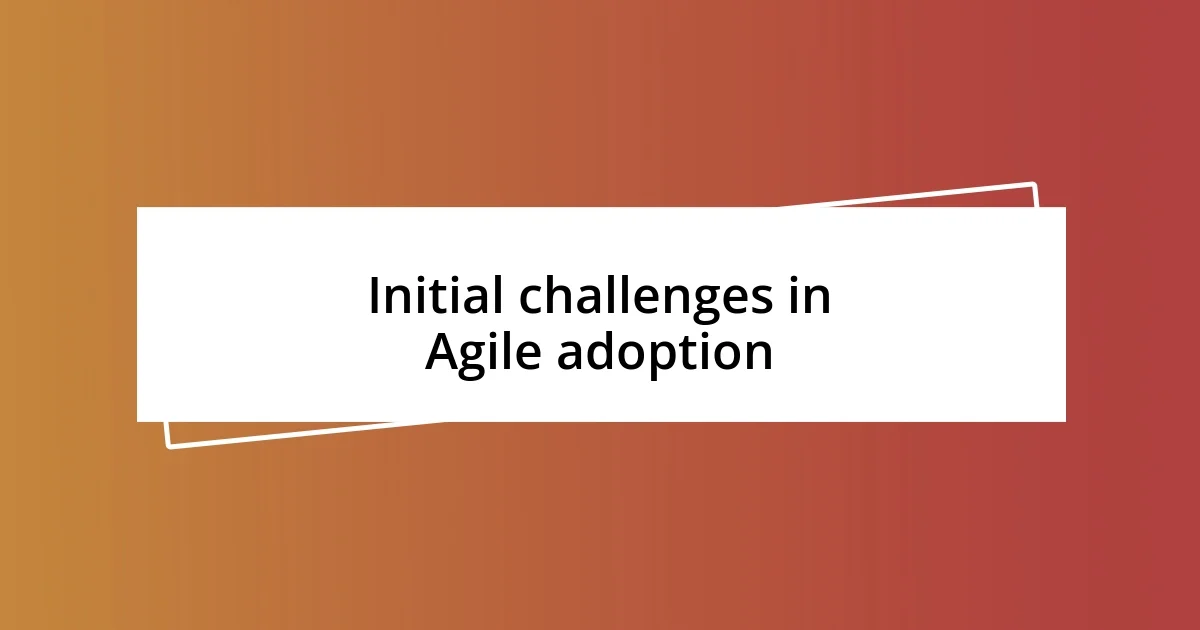 Initial challenges in Agile adoption