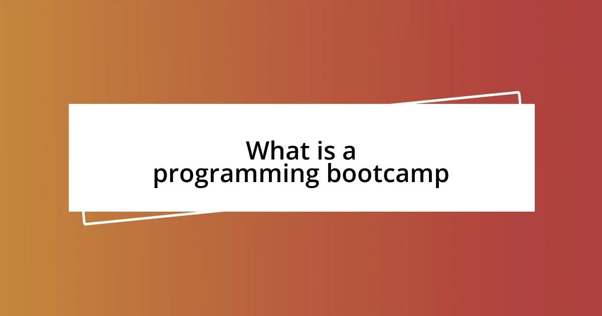 What is a programming bootcamp